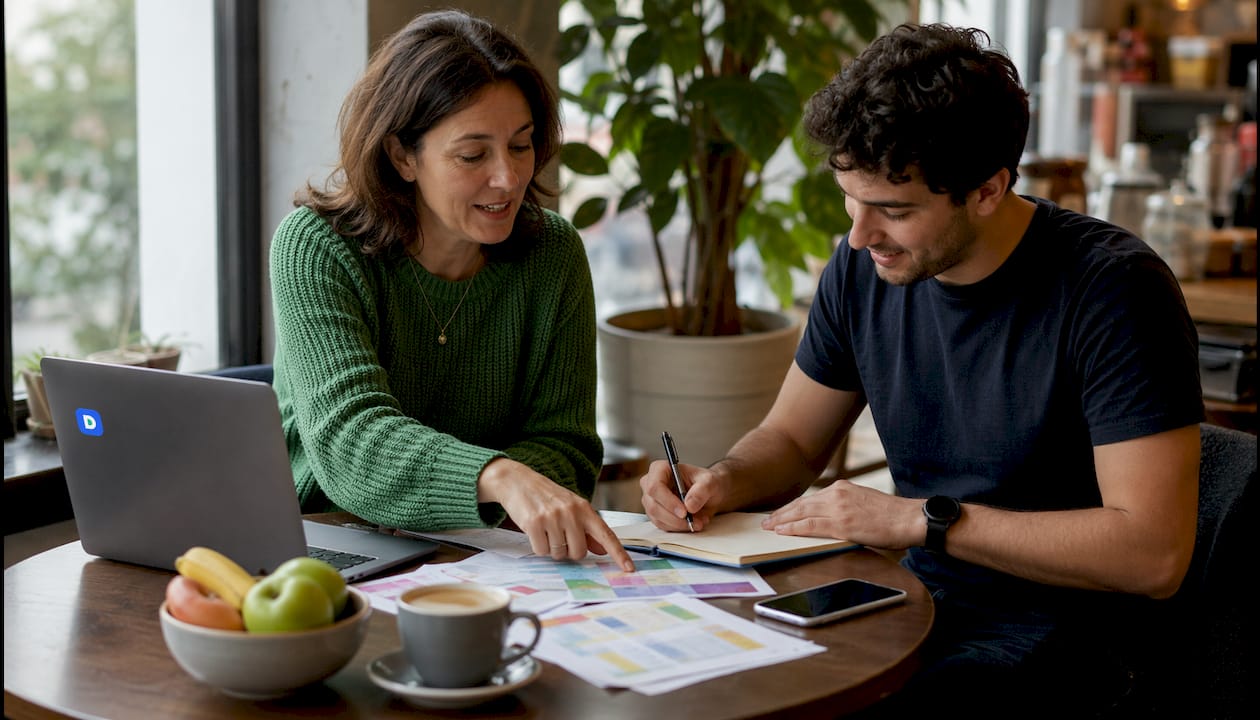Am Tisch besprechen die Ehrenamtlichen gemeinsam ihre Termine und stimmen den Kalender ab.